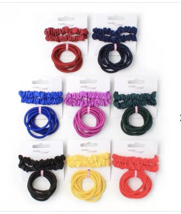 Picture of 8401 / 4017 SCRUNCHIE AND ELASTICS SET SCHOOL COLOUR MIX